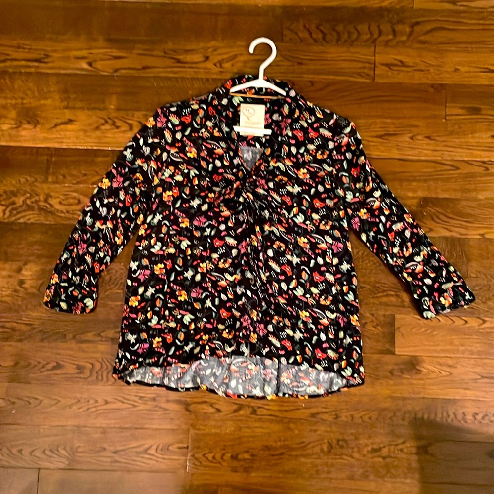 Anthropologie black floral top